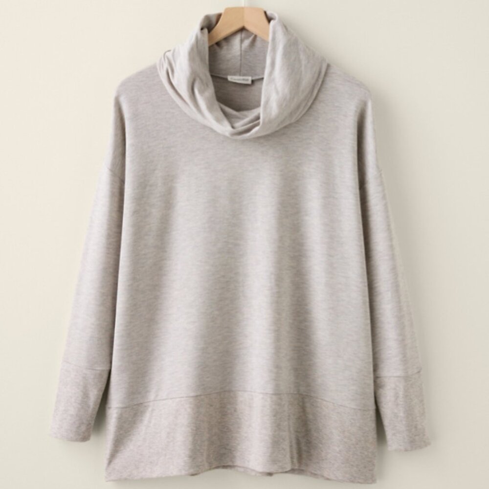 GARNET HILL XS Cowl Neck Knit Tunic Heathered Gray